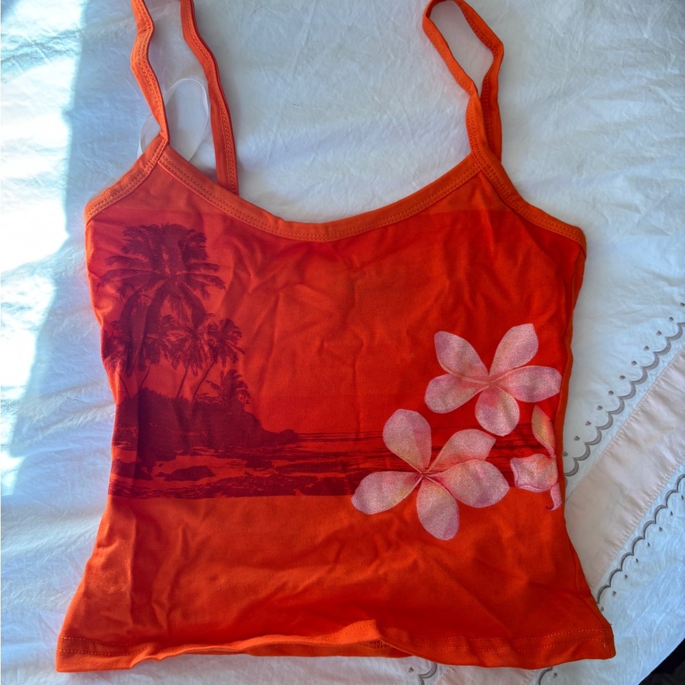 Princess Polly Sunset Tank Orange- Orange Floral Women's Top